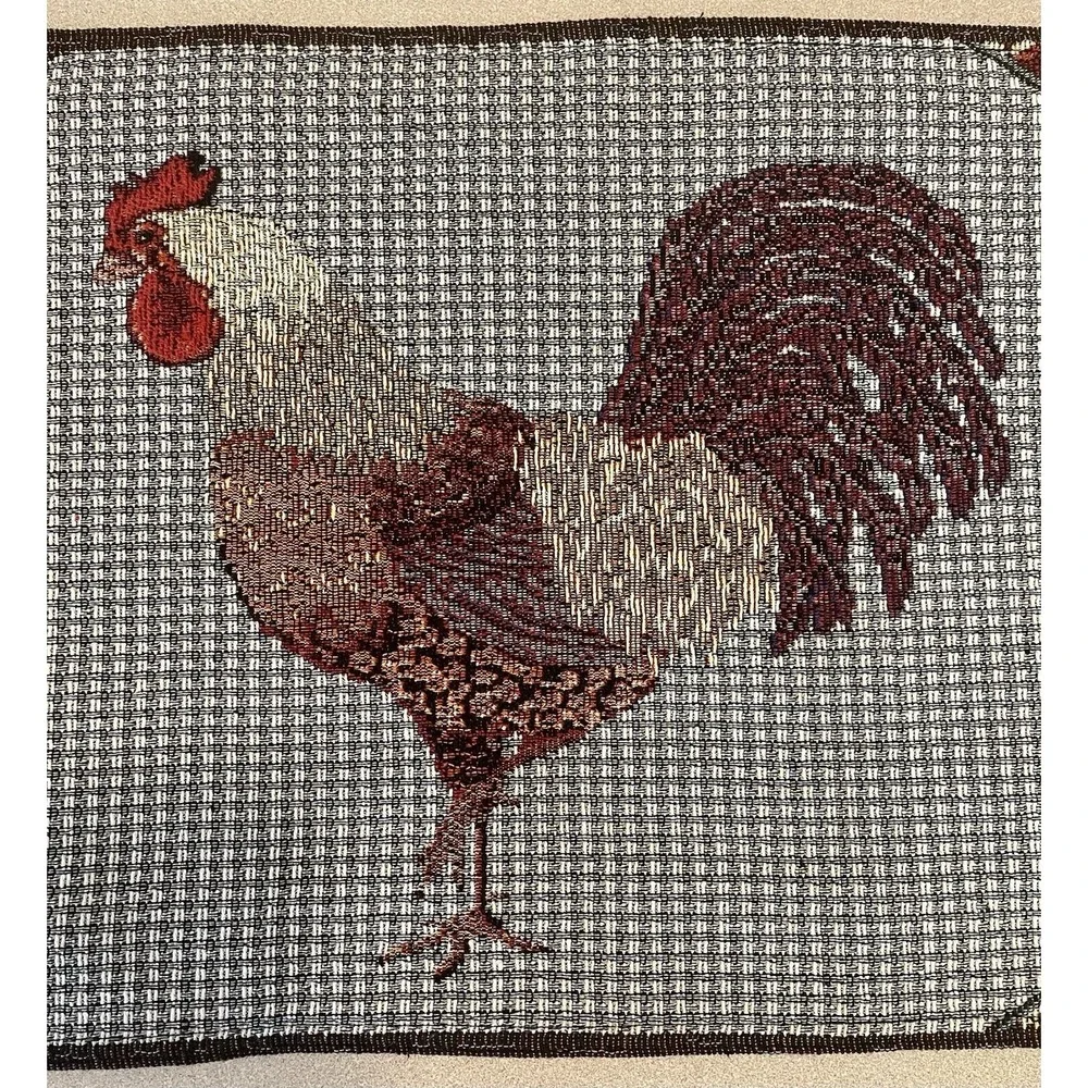 Rooster Tapestry Placemats Set / 4 Kitchen Woven 12